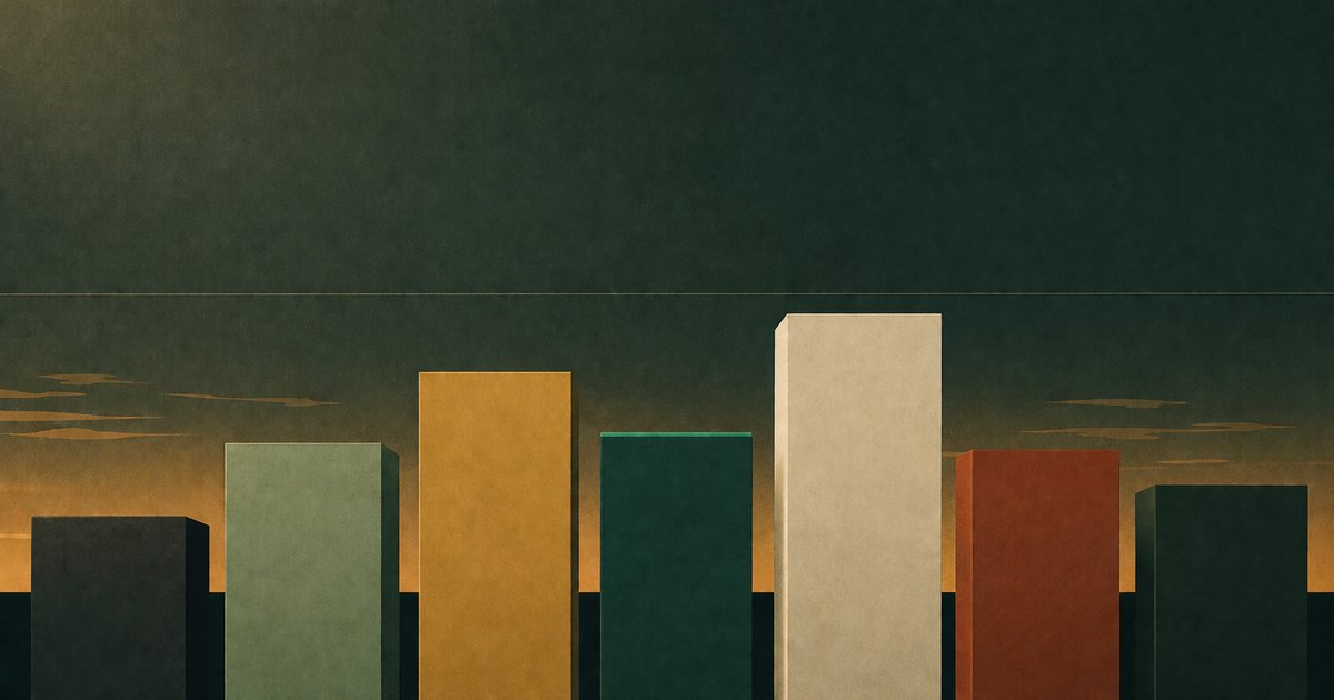Seven vertical bars of varying heights resembling a city skyline at dusk, representing the CEO weekly rhythm.